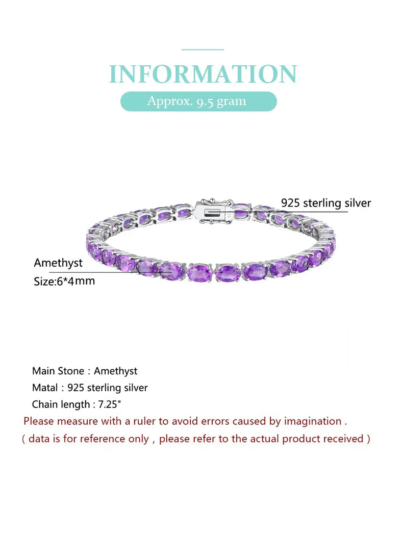 Pure 925 Sterling Silver Women's Hand Bracelets 100% Real Gemstone Natural Topaz Peridot Amethyst Gem Fine Jewelry