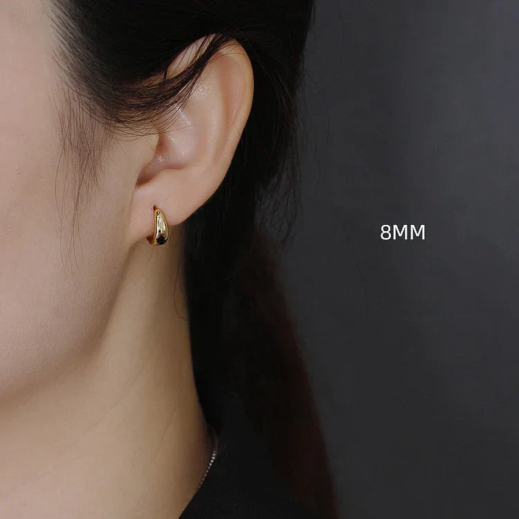 100% 925 Sterling Silver 18K 6/7/8/9/10mm Round Hoop Earrings for Women Classic Fine Jewelry Minimalist Accessories