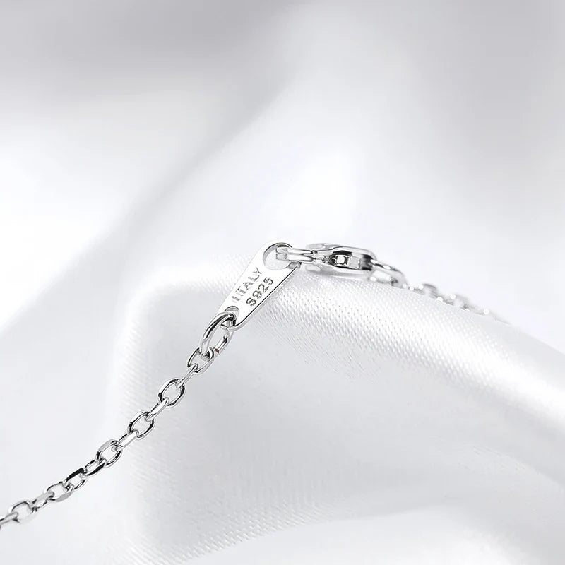 Rhodium Plated 0.1ct Full Moissanite Necklace for Women Sparkling Jewelry S925 Sterling Silver Pendant Girls Party Gift