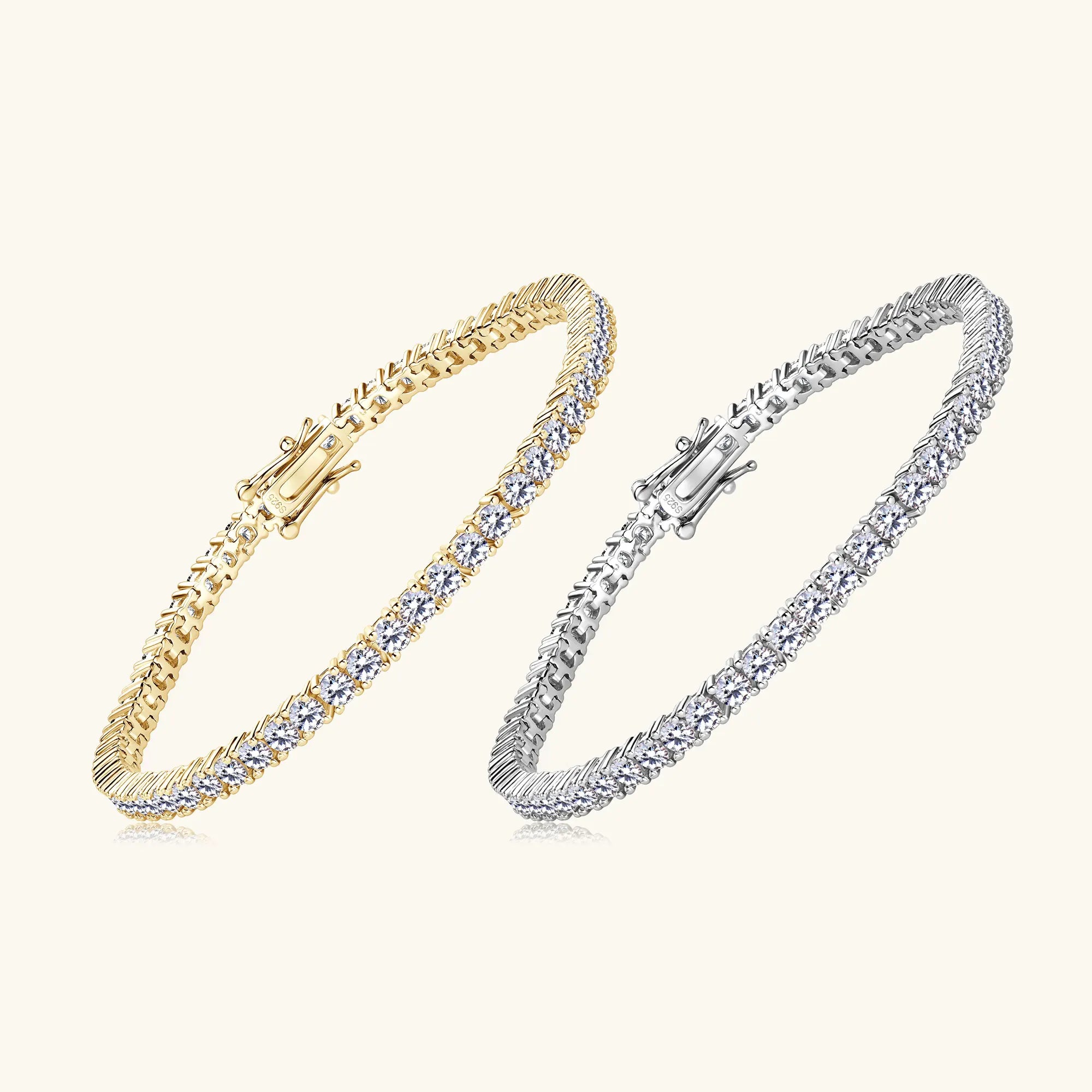 3mm D VVS1 Moissanite Tennis Bracelet S925 Sterling Silver Plated 18k White Gold Diamond Tennis Bracelets for Women