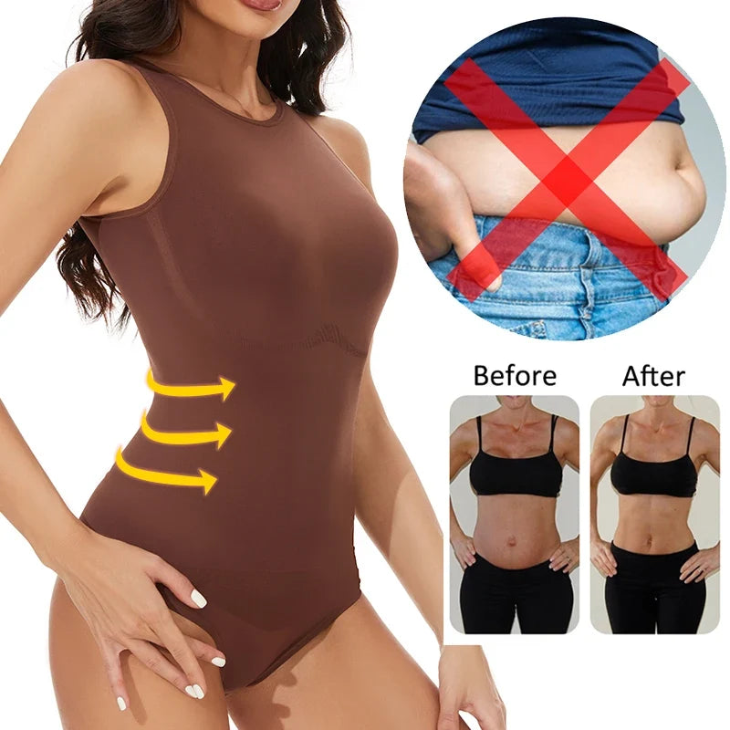MISSMOLY Bodysuits Sexy Sleeveless Crew Neck Shapewear Thong for womens Waist Trainer Tanks Tops Slim Tummy Control Body Shaper