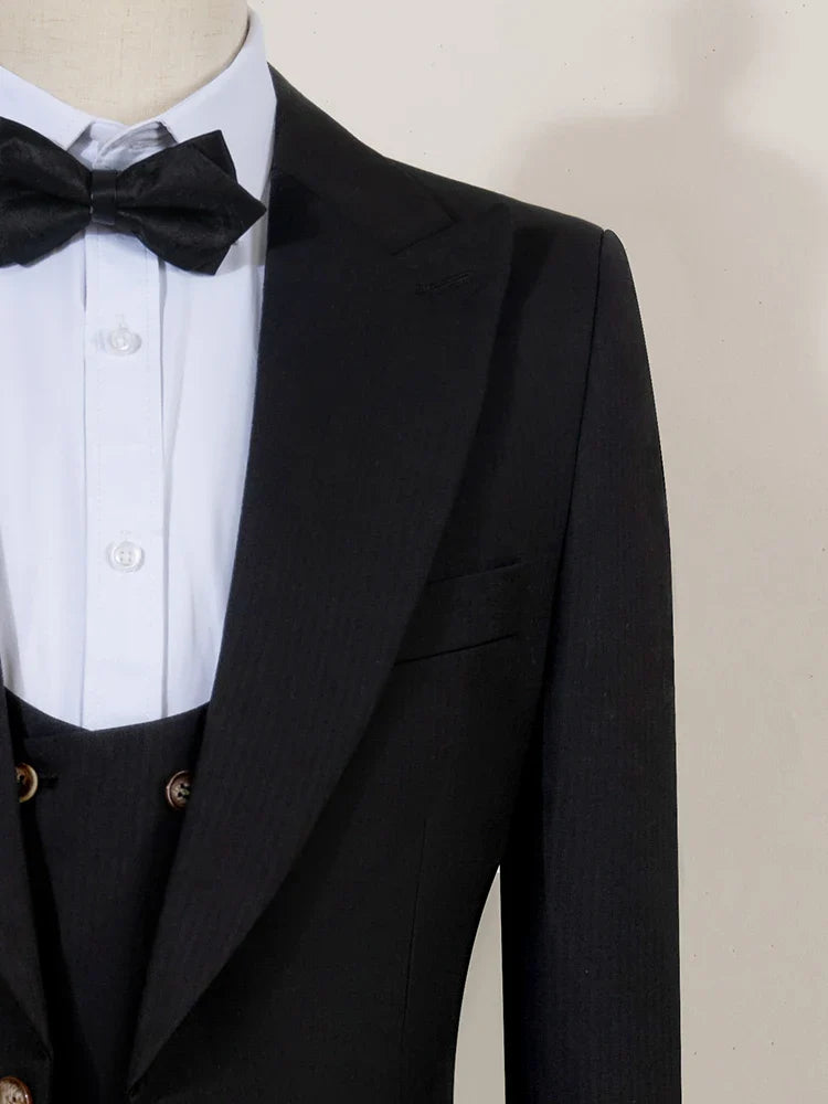 3-piece set black Groom Suit Elegant Wedding Tuxedo Formal Party Blazer for Men Stylish Slim Fit man suit