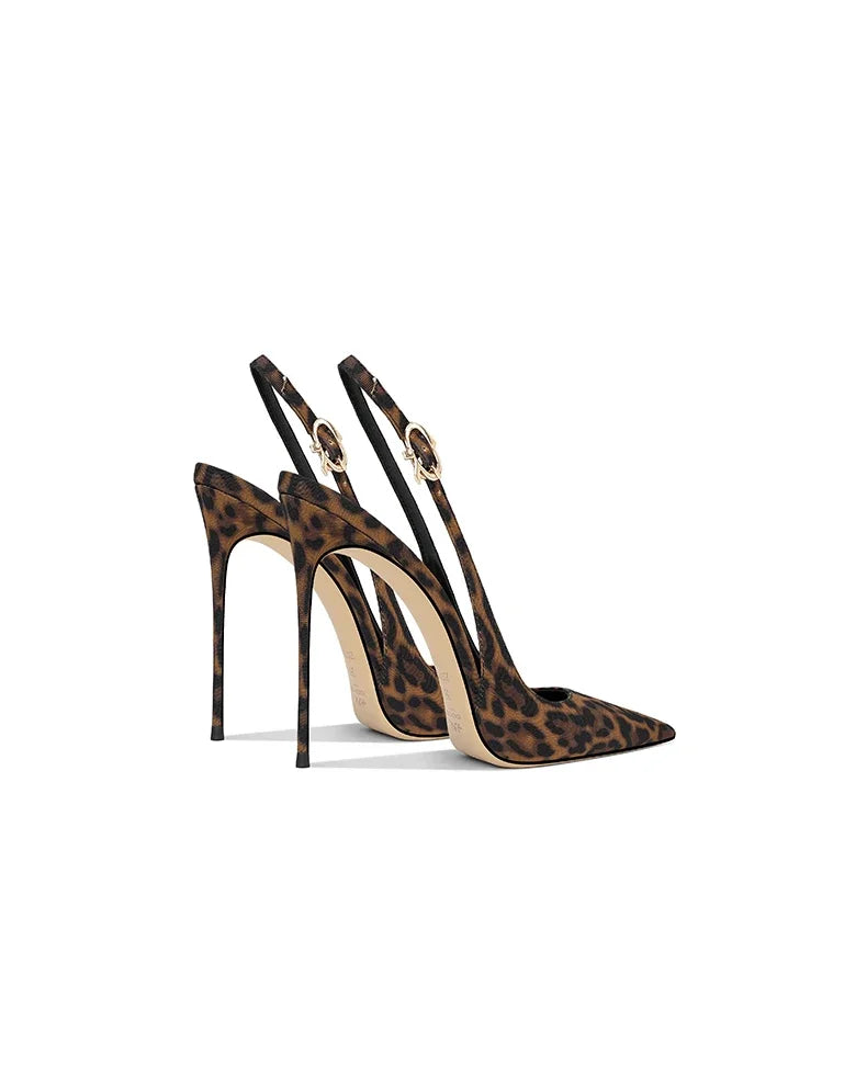 Summer new leopard print pointed French high-end fashion, not tiring foot matching skirt, slim heels, high heels for women