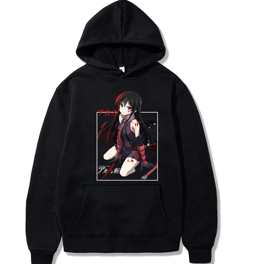 2025 تريند جديد هودي أنمي ياباني Akame Ga KILL Harajuku للرجال والنساء بلوفر شارع للجنسين خريف
