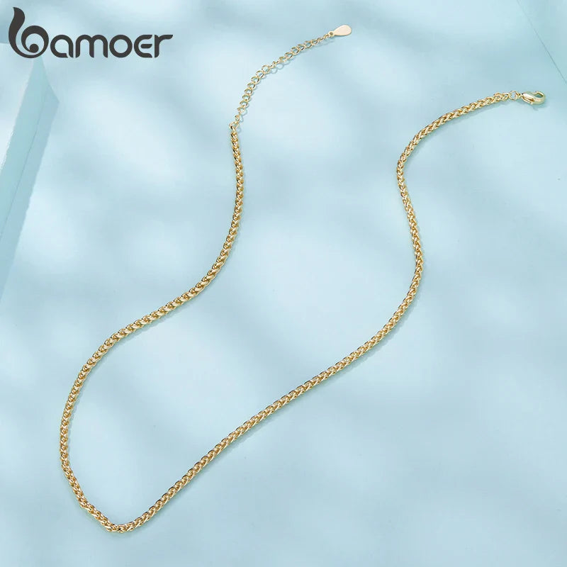 Silver Gold Plated Stackable Basic Cuban Chain Copper Flat Snake Link Chain with Clasp Adjustable for Men Women DIY Beads