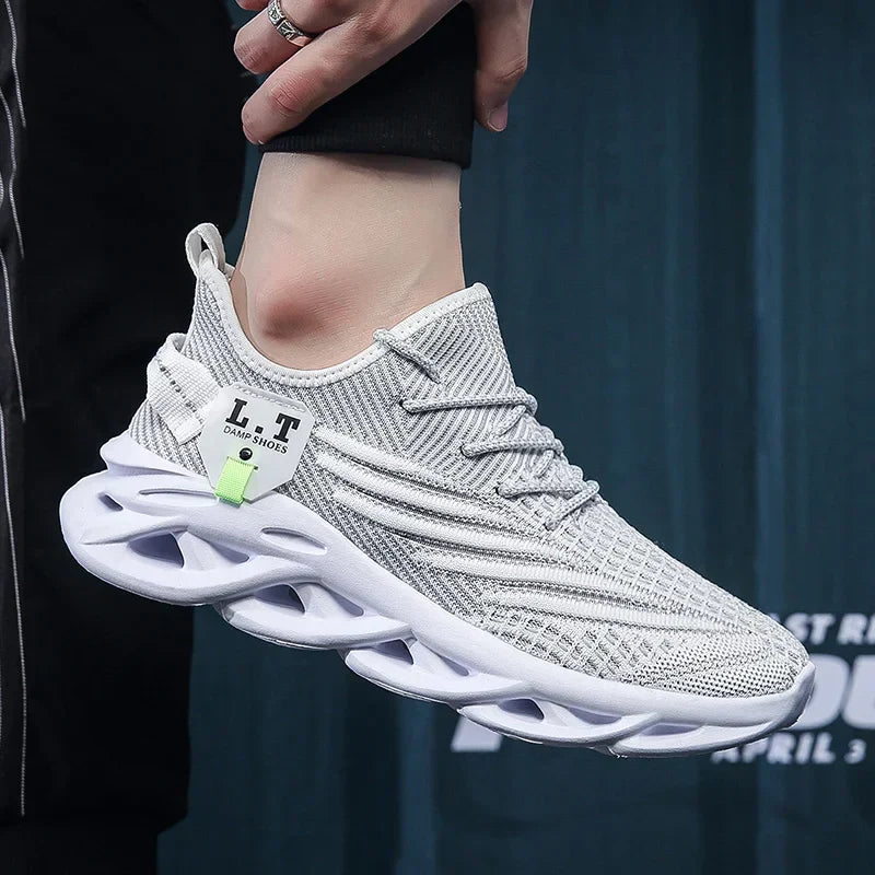 Men Sports Running Black Jogging Shoes Casual Sneakers Outdoor Breathable Mesh Women Light Shock-absorption Black Tennis