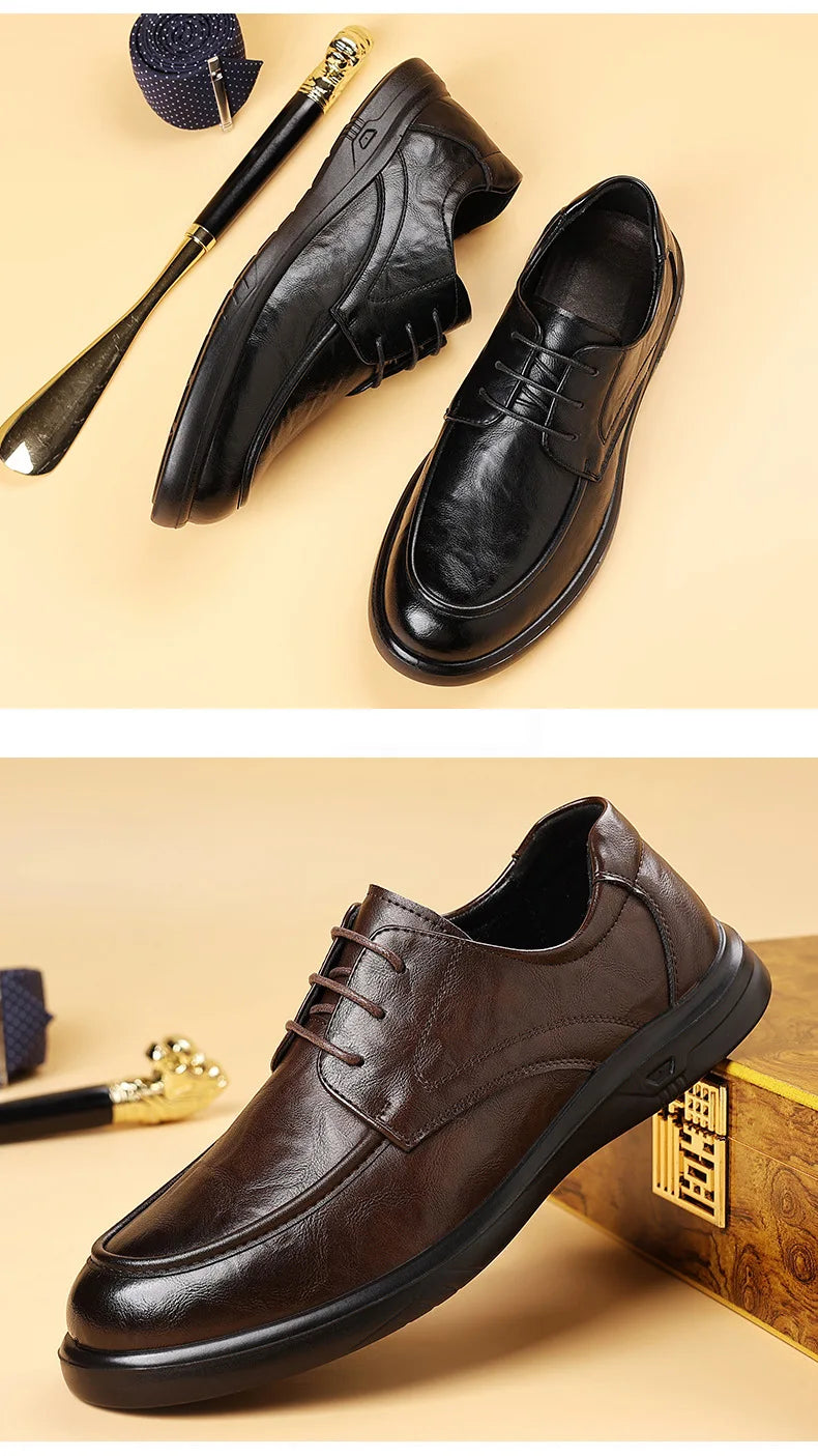 Spring Autumn New Business Casual Shoes for Men Solid Color Fashion Wedding Shoes Male Soft Sole Lace Designer Loafers Man