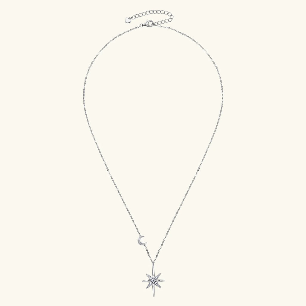 100% 925 Silver Full Moissanite Necklace for Women 18K Gold Plated Star&Moon Pendant Necklace Choker Chain Fine Jewelry Gifts