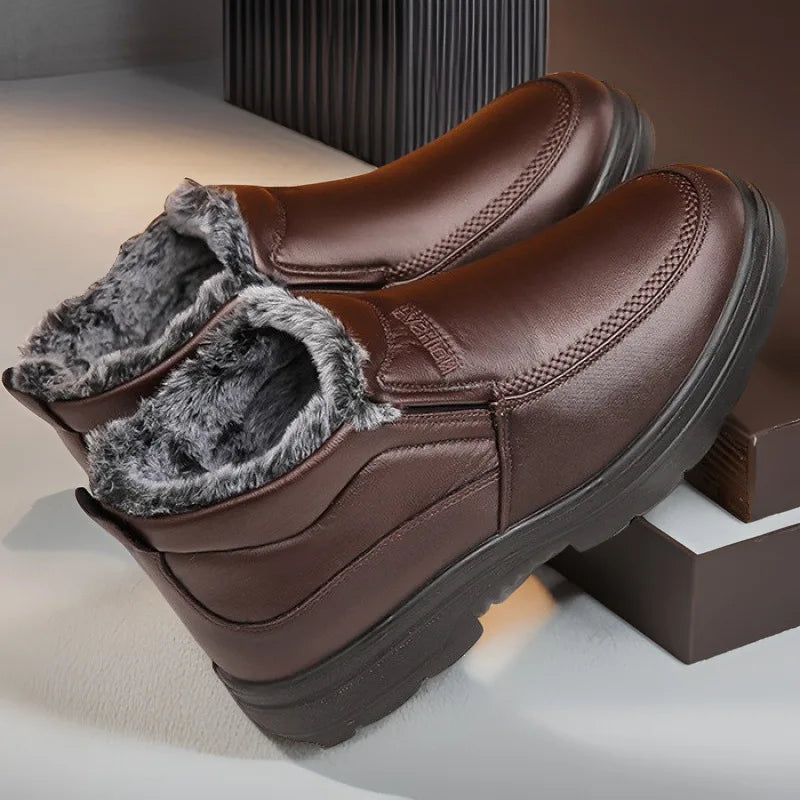Winter Mens Cotton Shoes Plush Warm Snow Boots Casual Leather Ankle Boots for Men Non-slip Platform Boot Big Size48 Botas Hombre