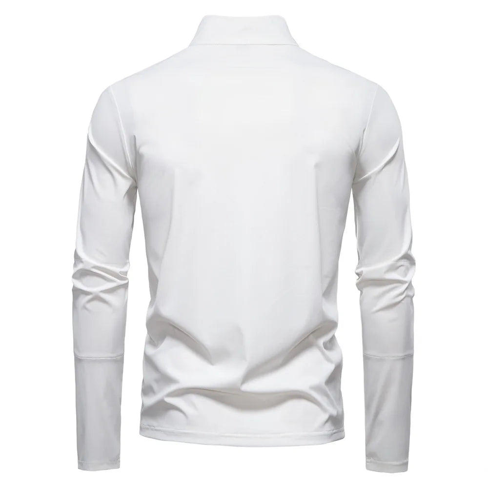 2026 Spring Summer New Men's Sunscreen Clothes Anti-UV UPF100+ T-shirt Long Sleeve Half Zip Top Male Outdoor Fishing Hiking Tops