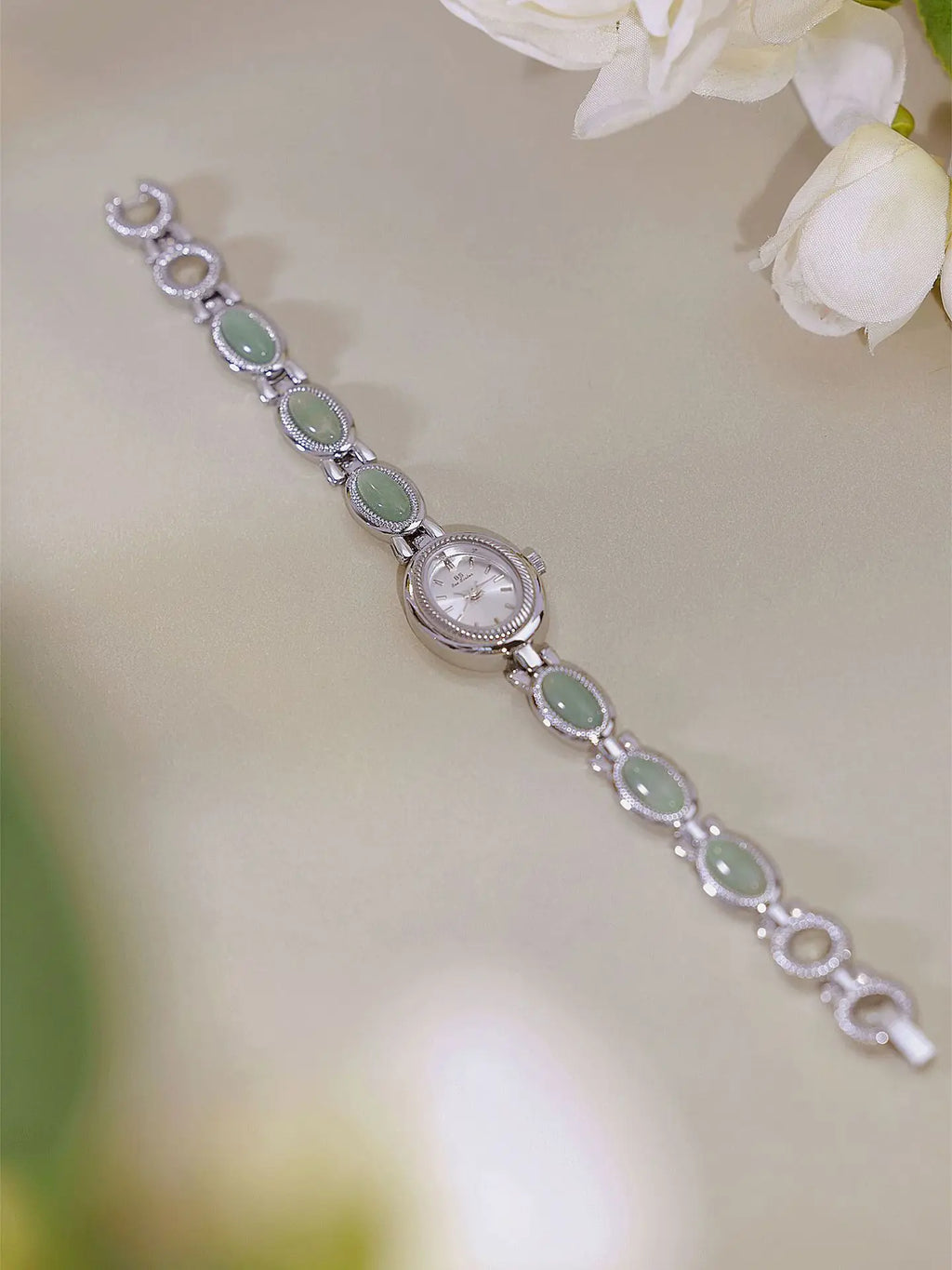 Women's Watch Ladies Bracelet Luxury Brand Waterproof Retro Natural Dongling Stone Hotan Jade Advanced Chain Watches Gift