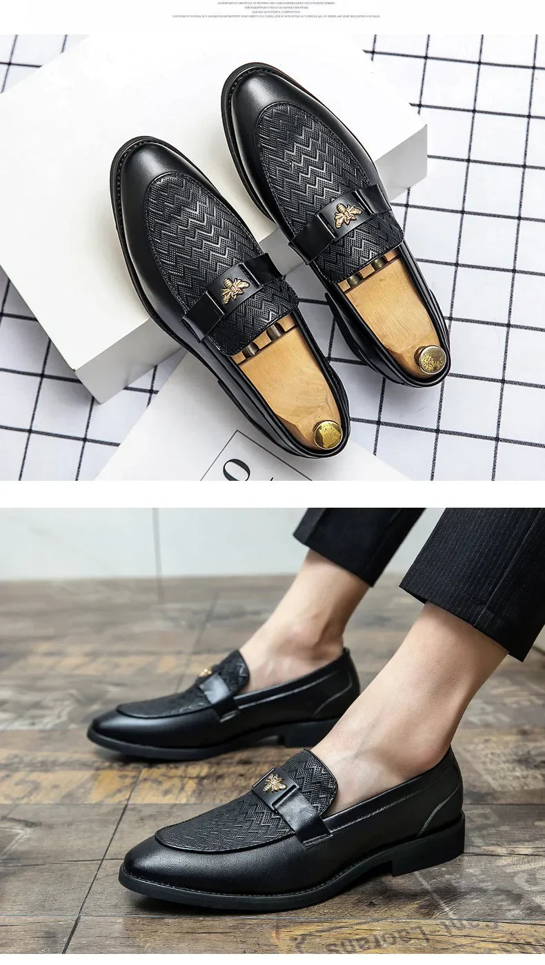Men's Business Casual Shoes Autumn British Style Pointed Toe Formal Leather Shoes Easy to Wear Black Suit Wedding Shoes