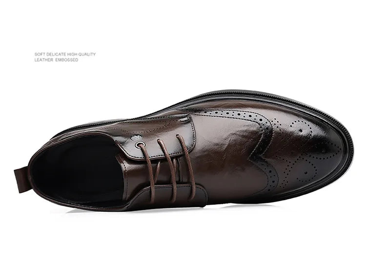 2026 Spring Autumn New Brogue Shoes for Men Solid Color Leather Dress Shoes Male Fashion Business Casual Wedding Shoe Man