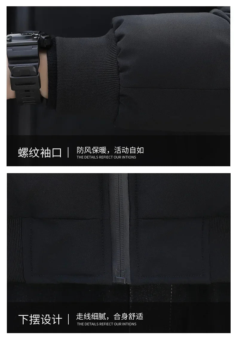 2025 Winter New Solid Color Zipper Down Jacket Thick Cotton Jacket Men Trendy Brand Casual Youth Coat Versatile Comfortable Top