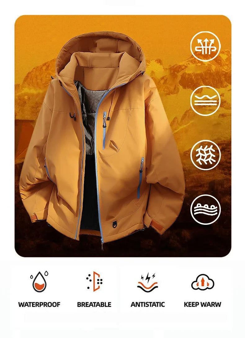 Winter Jacket Thicker Warm Waterproof Windproof Warm Casual Sports Jacket Men Women Sport Hiking Running Hooded Casual Warm Coat
