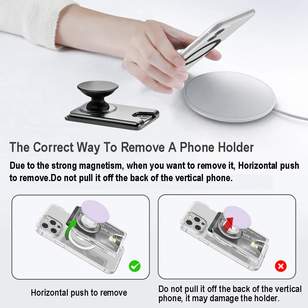 Grippopso Universal Magnetic Wallet With Expanding Phone Grip,Phone Card Holder Solid SocketWallet For IPhone Samsung Wallets