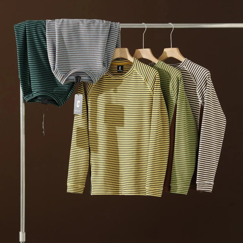 Insulated Patchwork Striped Sweatshirt with Contrast Details Unisex, Loose-fitting Spring and Autumn Undershirt.