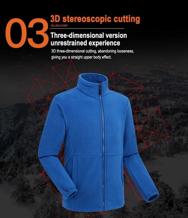 Men Polar Fleece Jackets Winter Windproof Thermal Soft Shell Jacket Outdoor Sports Hiking Camping Skiing Climbing Warm Coat