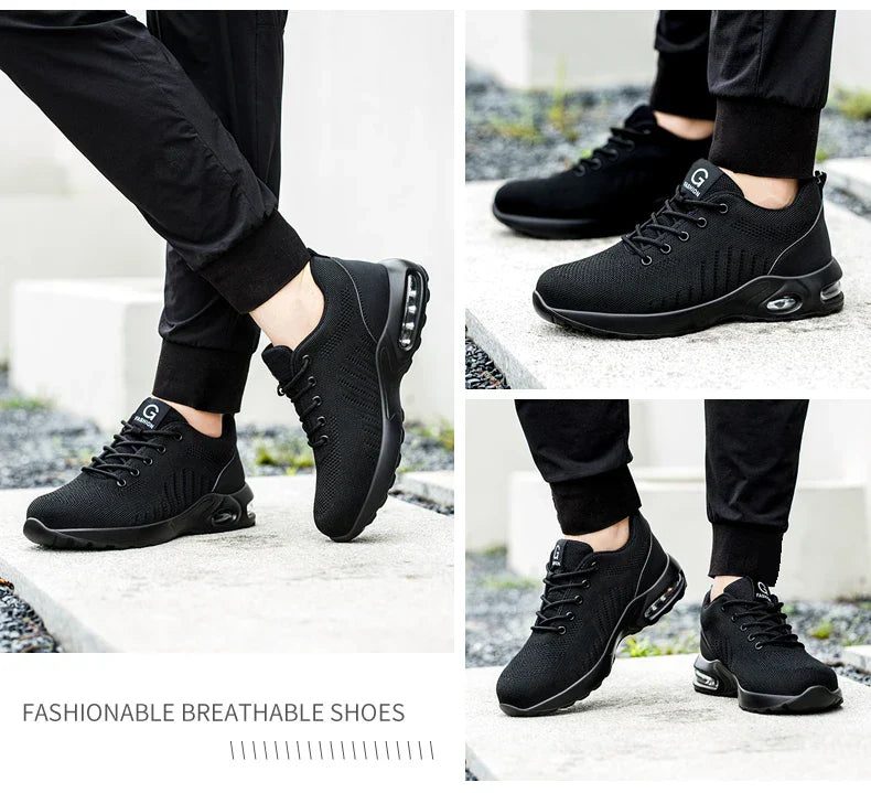 Air Cushion Work Safety Shoes For Men Women Breathable Work Sneakers Steel Toe Shoes Anti-puncture Safety Protective Shoe