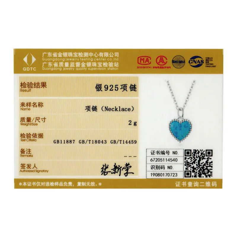 Deep Blue Heart Necklace for Women 925 Sterling Plated platinum Translucent opal Luxury Brand Jewelry 2020 Mode SCN413