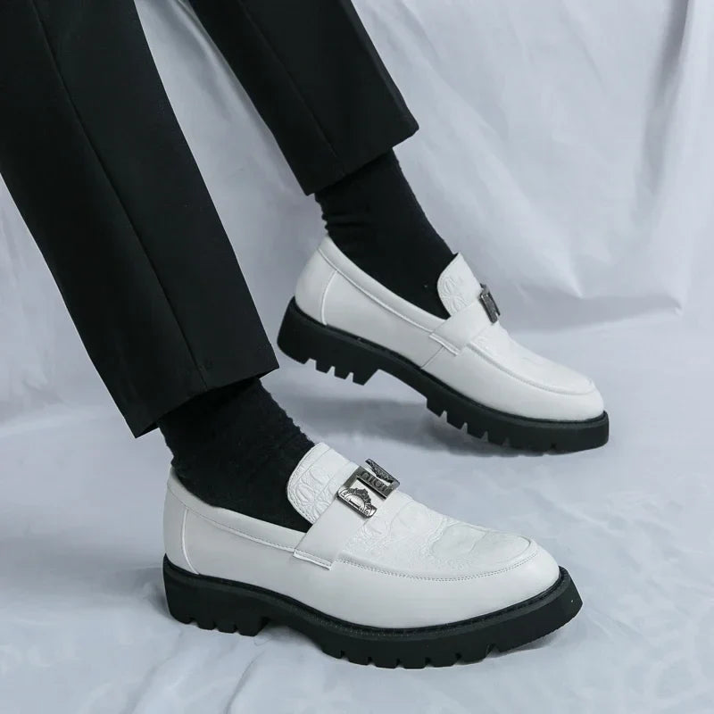 Mens Loafers Party Business Thick Soled Men Leather Shoes Dress Platform Shoes Comfortable Fashion New Casual Shoes for Men