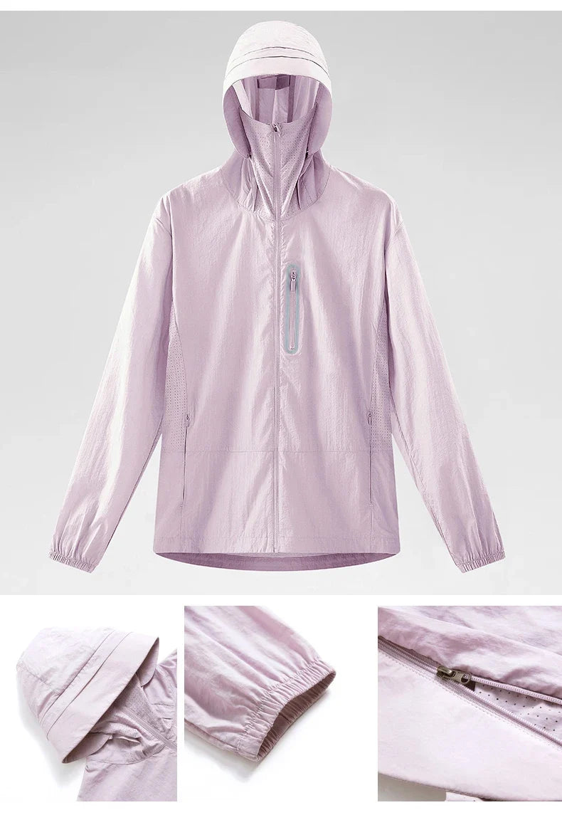 Unisex Waterproof Sun Protective Jacket UPF 50+ UV Blocking Quick-Dry Breathable Windbreaker for Hiking Camping Climbing