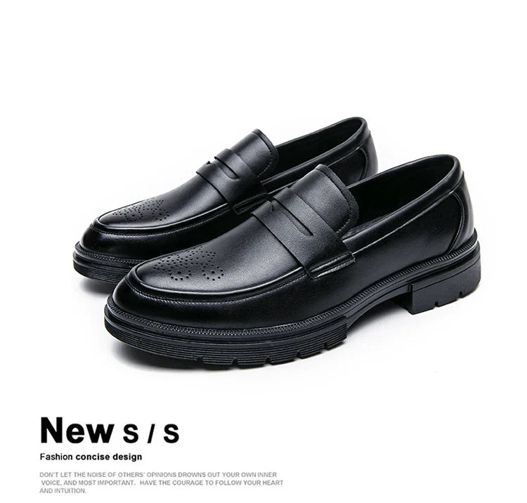 Spring and autumn men's business casual shoes breathable carved leather shoes British fashion platform pointed leather shoes 46