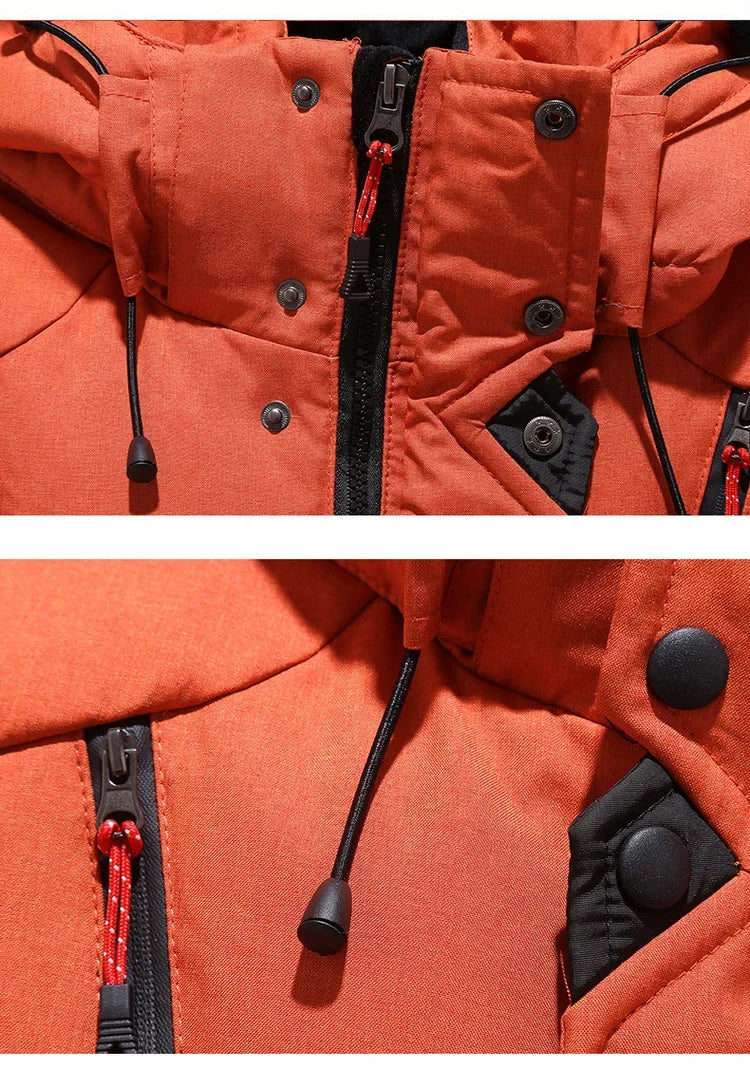 Winter White Duck Down Jacket Men Travel Hiking Thicken Warm Hooded Puffer Jackets Windproof Overcoat Down Coat Male Clothing