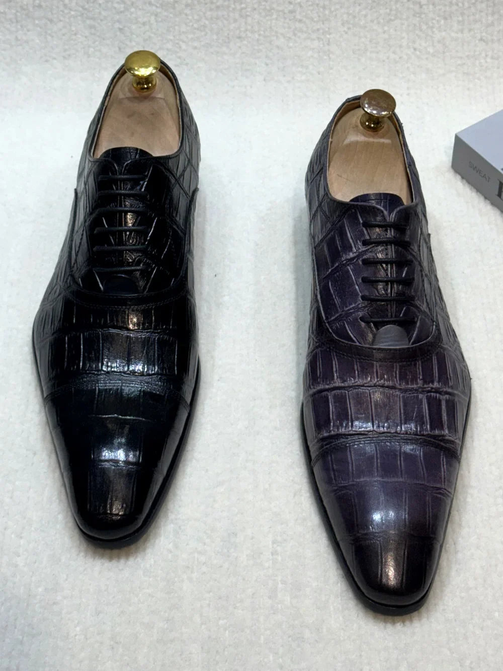 Men's Genuine Leather Oxford Dress Shoes Classic Wingtip Lace-Up Formal Shoes for Wedding Party Business Office