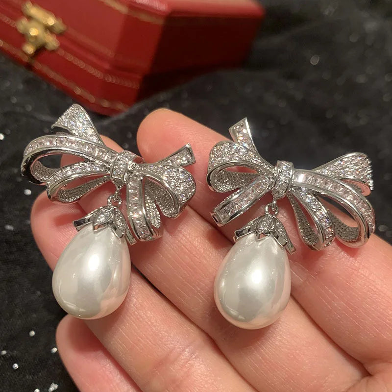 Purple Knot Pearl Earrings For Jewelry Gift