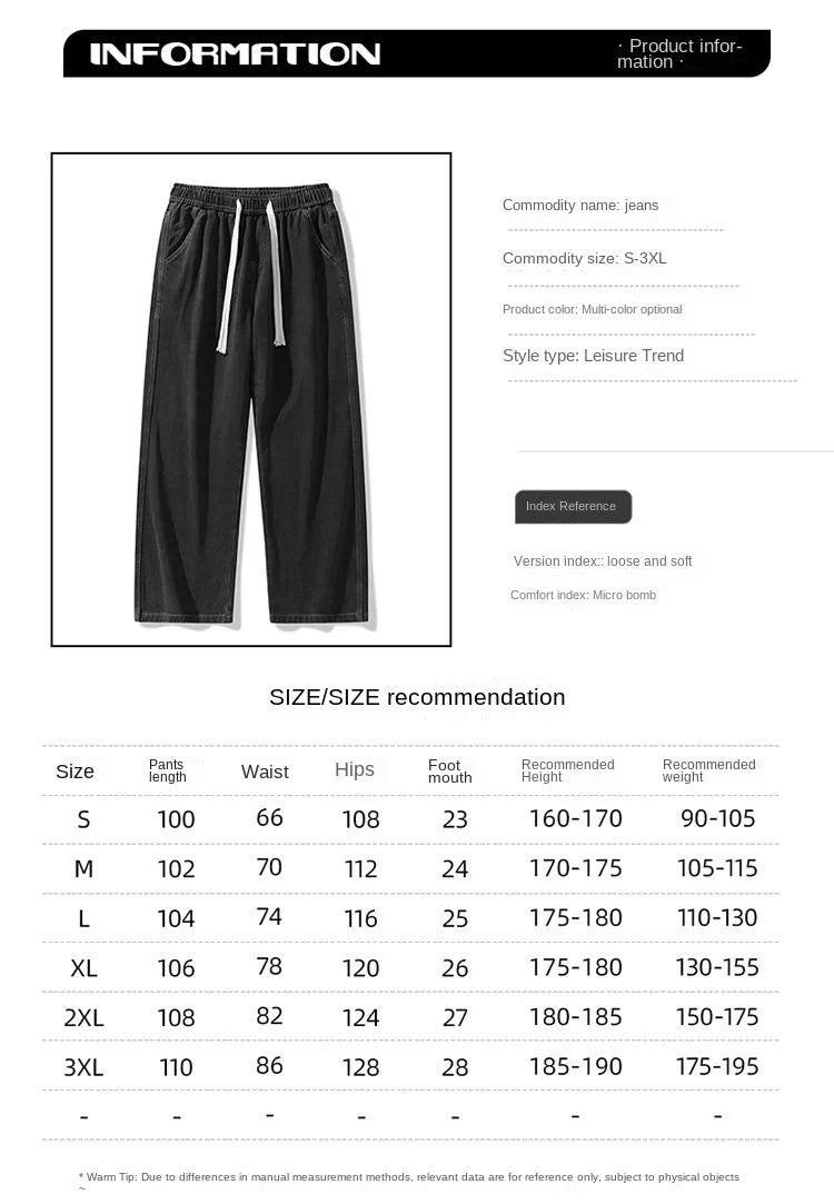 Men's American Style Loose Straight Leg Jeans Vintage Spring Summer New Arrival Drapey Trendy Wide Leg Long Pants
