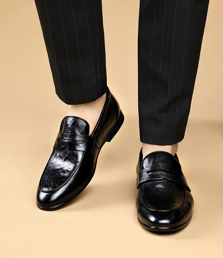 Social Shoe Male Leather Casual Round Toe Men's Formal Shoes Business Luxury Designer Clothing Office Party Gentleman 2025 Trend