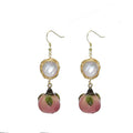 Natural Freshwater Pearl Enamel Resin Flower Earrings Korean Style Women's Luxury Vintage Jewelry Fashion Ladies and Girls Gift
