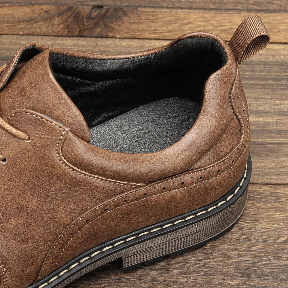 Men Casual Shoes Fashion Brand Comfortable 2025 Leather Shoes#KD826