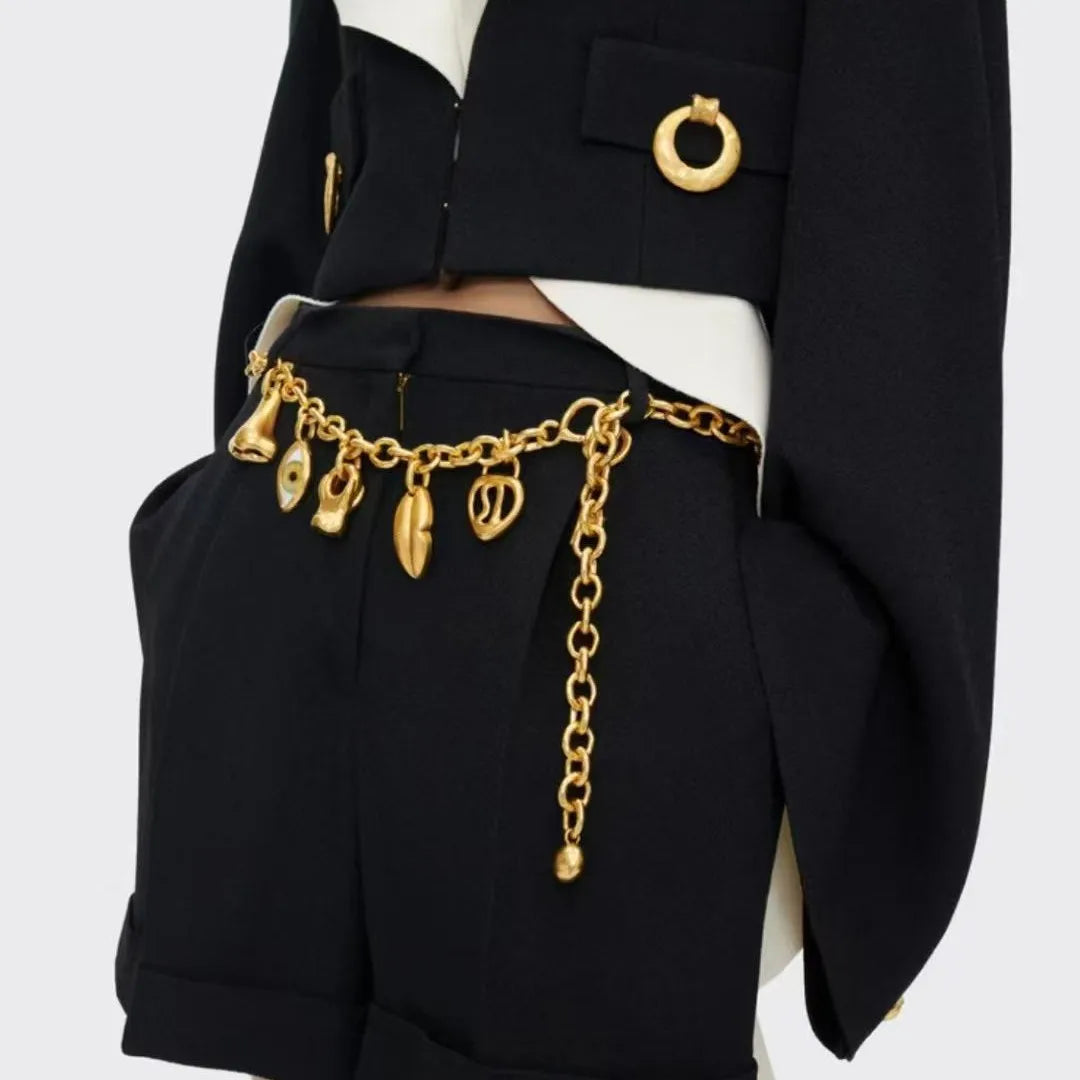 Summer new high-quality copper gold-plated necklace, waist chain and bracelet sets