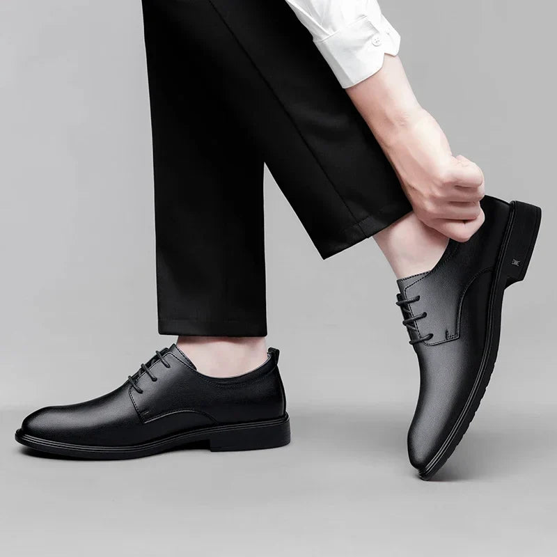 New Mens Formal Business Oxford Shoes Classic Leather Dress Shoes Wedding Office Casual Footwear Derby Shoes Male Sneakers