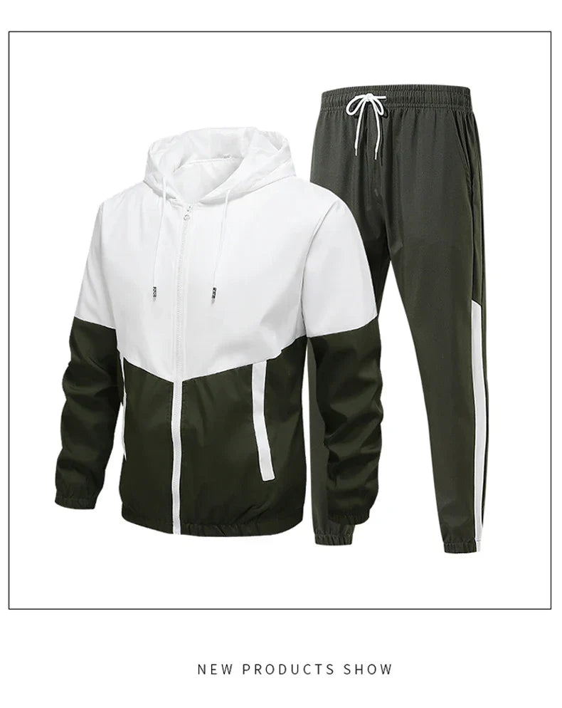 CHRLCK Men's Running Sportswear Suits Breathable Clothes Sports Joggers Training Gym Fitness Tracksuit Sets Men