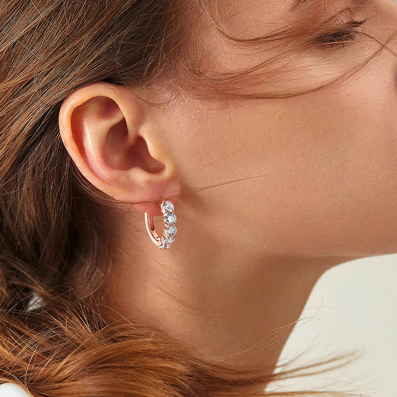 Each 0.2CT 3.5mm Certified All Moissanite Hoop Earrings for Women Classic Sparkly Bridal Jewelry Pure 925 Plated 18K