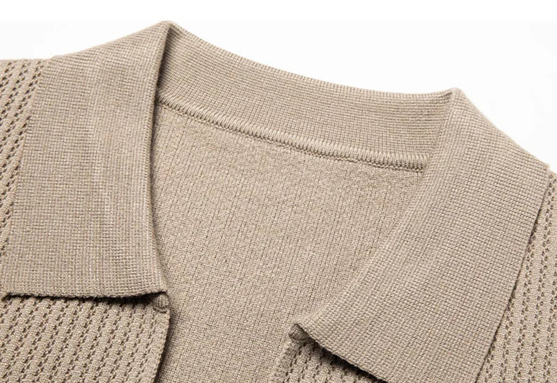 High-Quality Men's Knitted Cardigans Solid Color Simple Business Lapel Knitwear Coat Man Autumn New Long Sleeves Sweater Jacket