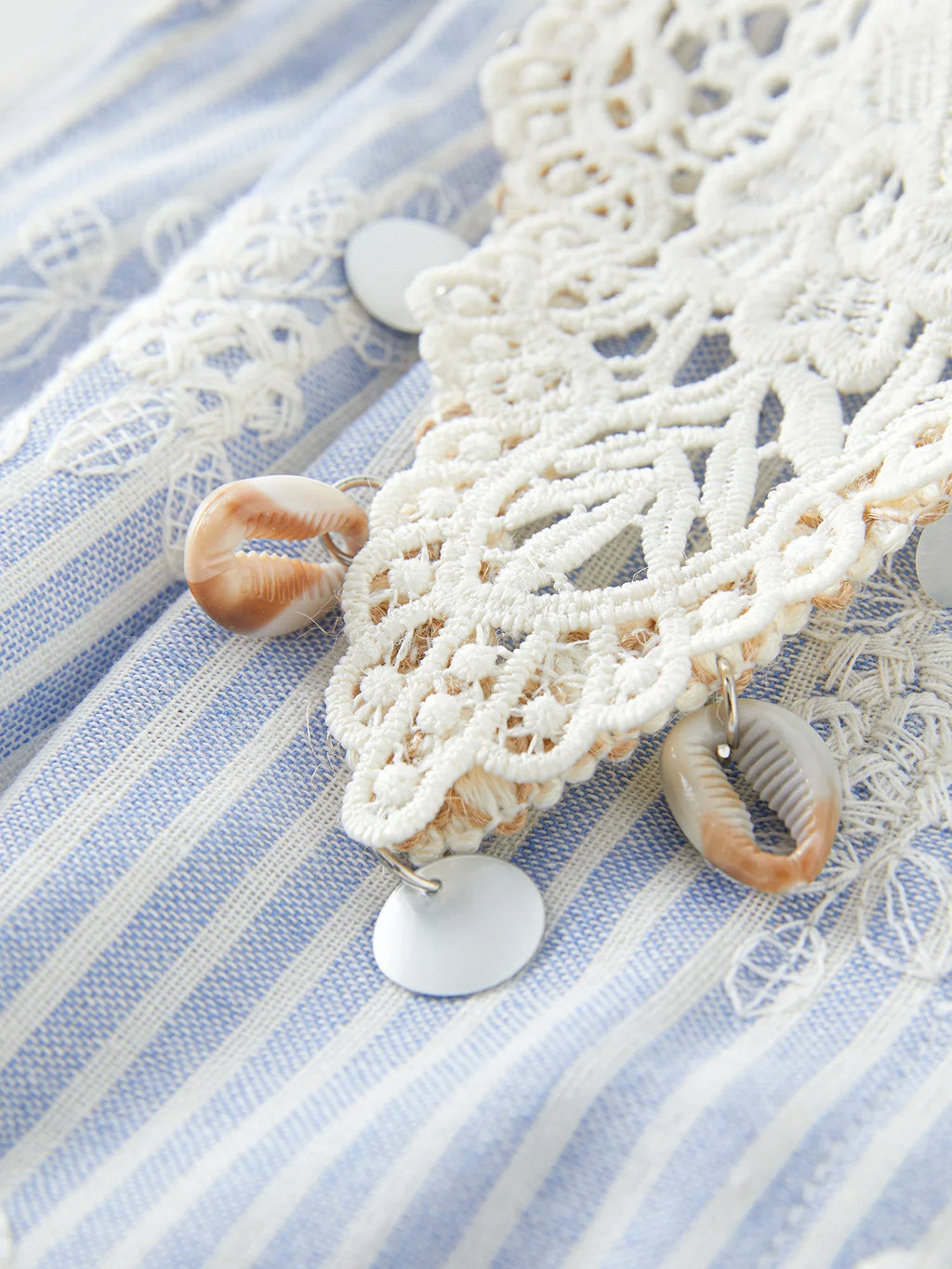 2025 Summer New Design - Women's Beach Style Casual Resort Dress with Premium Knit Blue Stripe Dresses 25FS12618