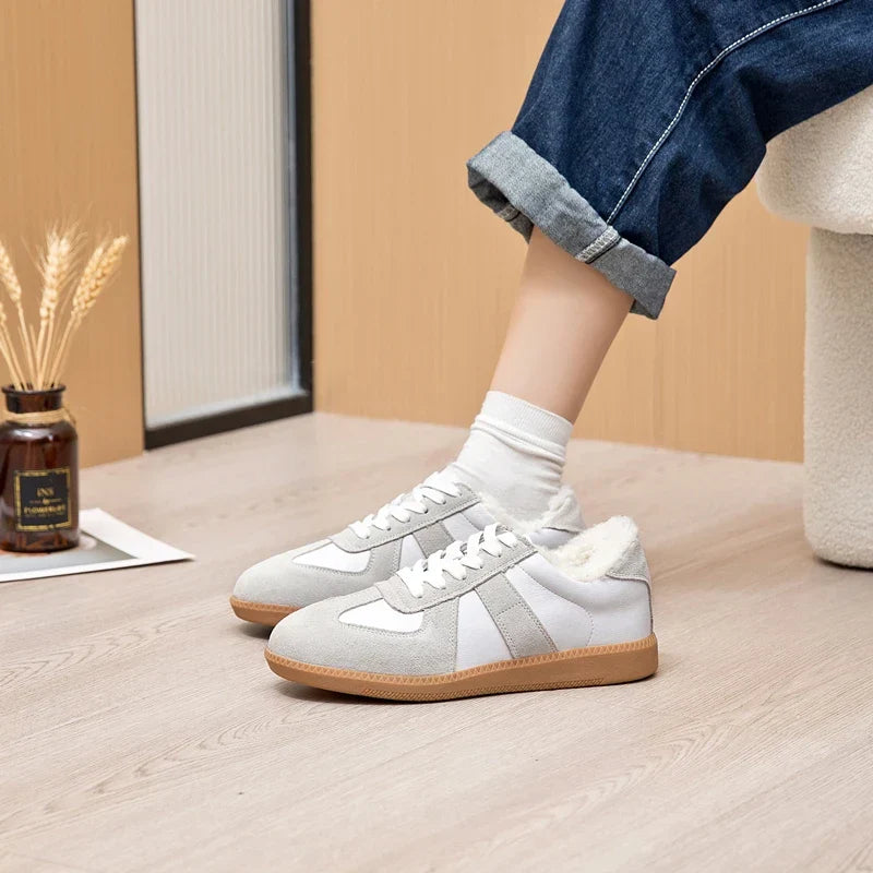 Women's Sneakers 2026 New Genuine Leather Ladies Moral Training Shoes Casual Spring Flat Shoes Women