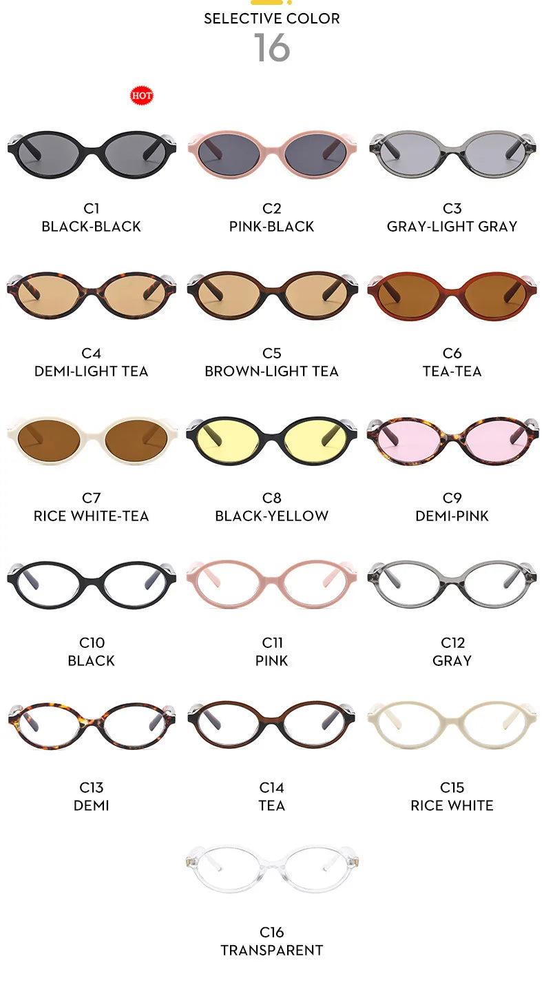 New Oval sunglasses For women Fashion Brand Black Small Frame Sun Glasses Female Retro Clear Lenses Eyewear Lady Trendy UV400