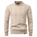 2025 Modern V-neck Polo Men Solid Color Long Sleeve Fashion Forward Cut Luxury Business Social Premium Sweaters Male