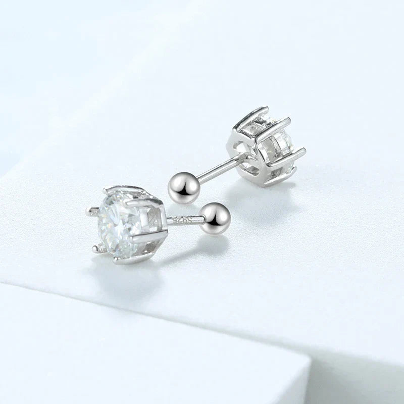 6.5mm Certified Moissanite Stud Earrings for Men Women Created Diamond Studs S925 Rhodium Plated Luxury Quality Jewelry