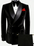 Man Velvet Slim Fit Suits 2 Pieces Dancing Wear Handsome Classic Suit Set For Men Wedding Birthday Outfit Plus Size Party Tuxedo