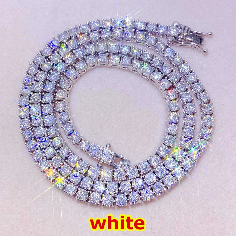 Premium Unisex Moissanite Tennis Necklace for Men Original 925 Sterling Silver Hip Hop Tennis Bracelets for Women