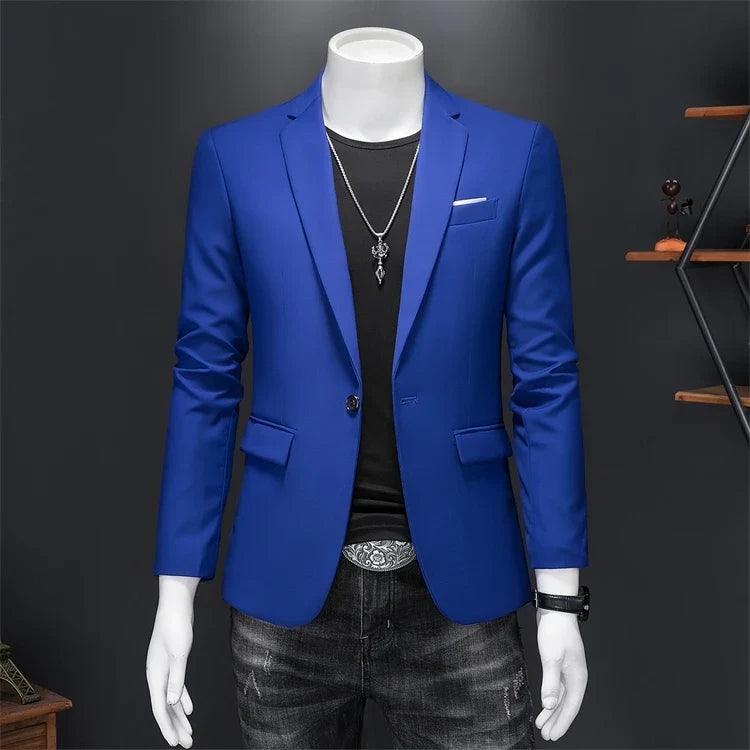 15-color boutique fashion suit 6XL men's slim groom wedding suit jacket business office suit casual solid color suit jacket