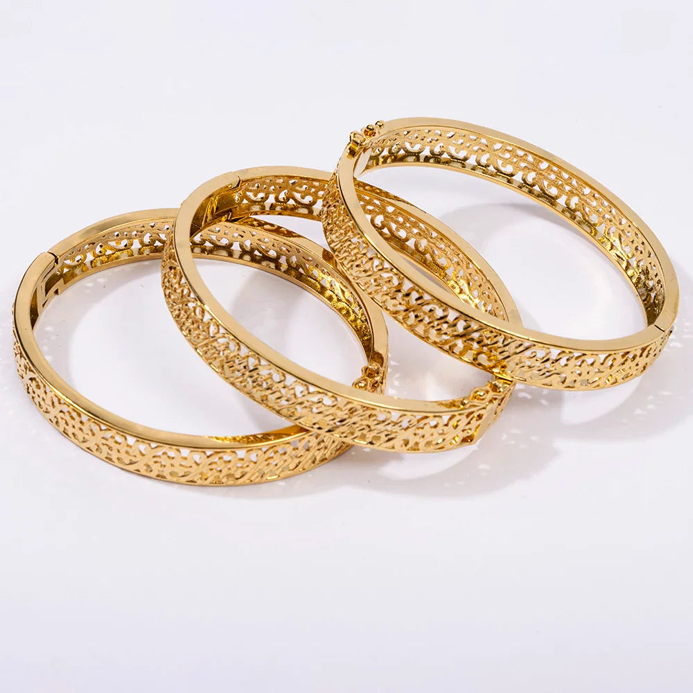 Morocco Dark Gold Color Jewelry Set for Party Design Earrings and Pendant Necklace Bracelet Ring Set for Engagement