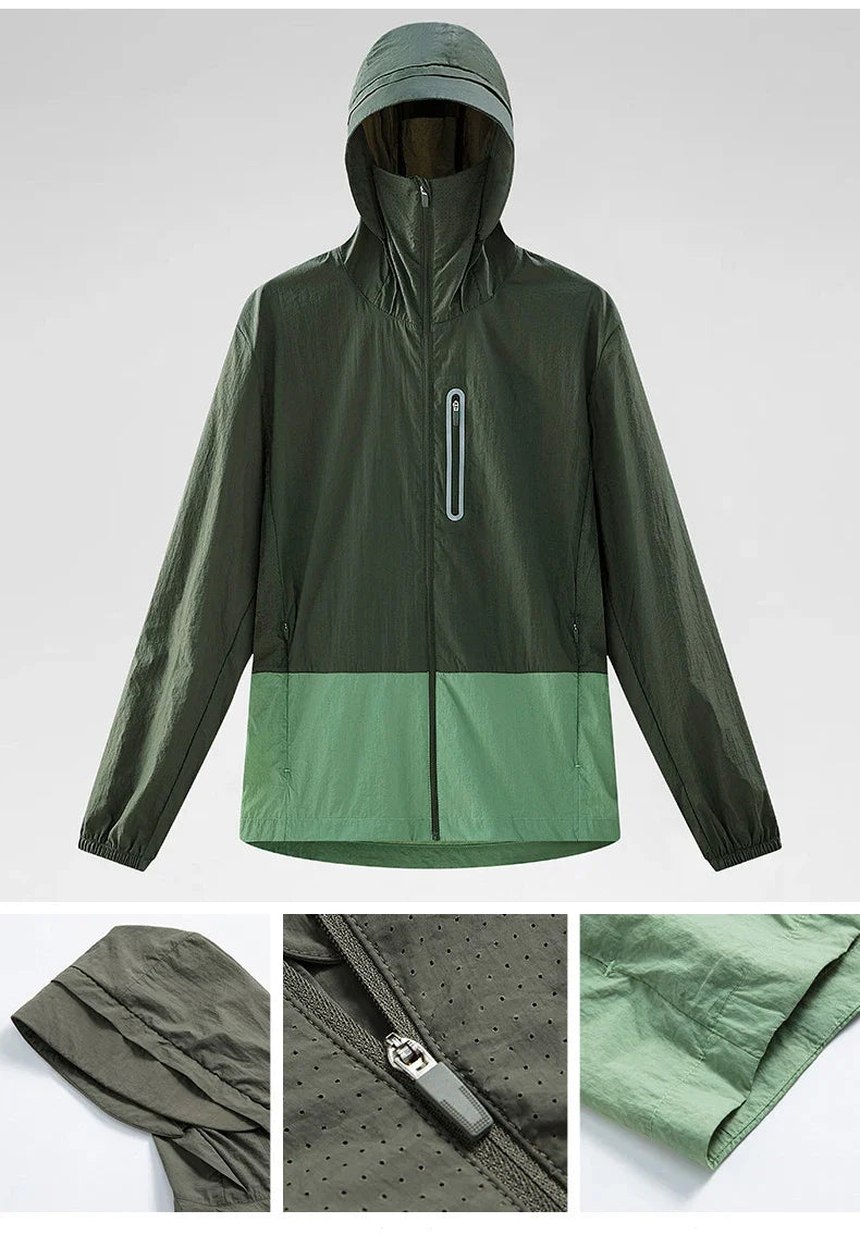 Unisex Waterproof Sun Protective Jacket UPF 50+ UV Blocking Quick-Dry Breathable Windbreaker for Hiking Camping Climbing