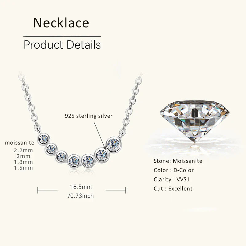 Collares Mujer 925 Sterling Silver Clavicle Necklace For Women Exquisited 7 Stones Moissanite Pendant Necklaces Jewellry